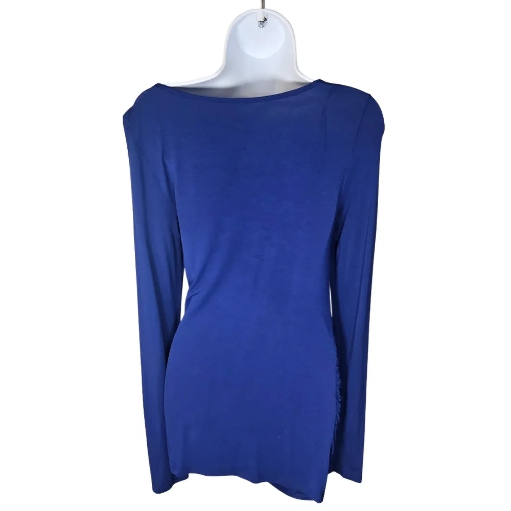 Calvin Klein Ruched Bodycon Long Sleeve Mini Dress Tunic Royal Blue Size Small - Picture 5 of 12